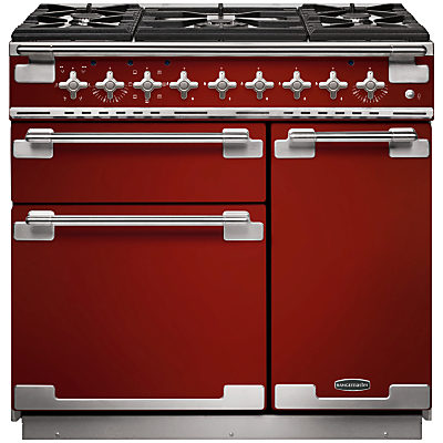 Rangemaster Elise 90 Dual Fuel Range Cooker Cherry Red/Chrome Trim